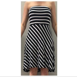Women’s strapless black & white stripe dress